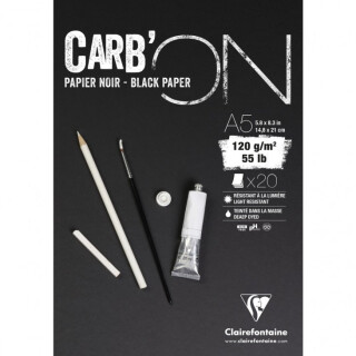Černý skicák CarbON A2 120g, 20 listů - 