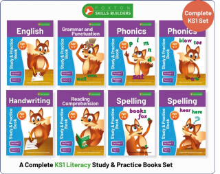Complete Key Stage 1 Literacy Study & Practice Books - 8-book bundle! English, Phonics, Spelling, Handwriting, Reading Comprehension for AGES 4 - 7 - Foxton Books