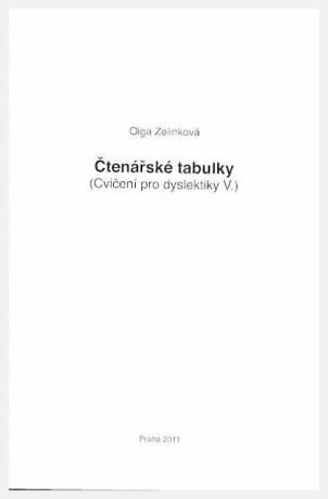 Čtenářské tabulky - Cvičení pro dyslektiky V. Dys - neuveden