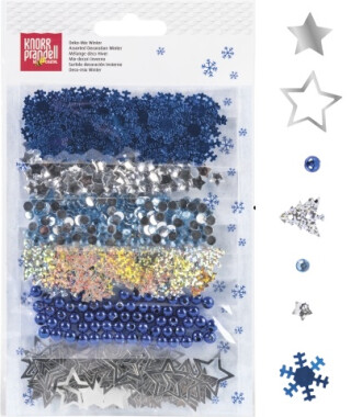 Dekorace 6 druhů - Zima modré/stříbrné - 
