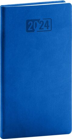 Diář 2024: Aprint - modrý, kapesní, 9 × 15,5 cm - neuveden