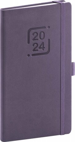 Diář 2024: Catanella - fialový, kapesní, 9 × 15,5 cm - neuveden