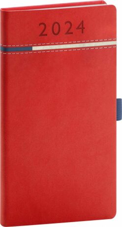 Diář 2024: Tomy - červenomodrý, kapesní, 9 × 15,5 cm - neuveden