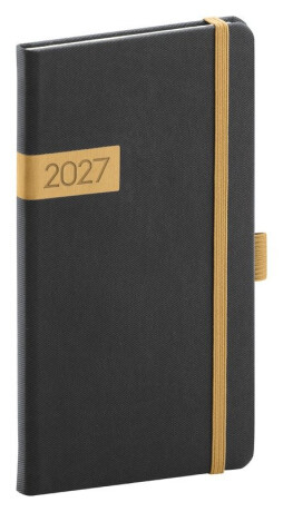 Kapesní diář Twill 2027 černo-zlatý - 