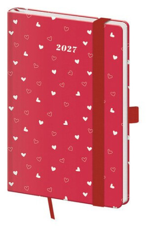 Diář 2027 týdenní kapesní Vario - Hearts s gumičkou - neuveden