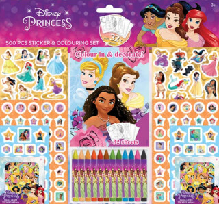 Samolepkový set s omalovánkami a voskovkami - Disney Princezny - neuveden