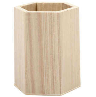 Dřevěný stojan na tužky šestihranný - 