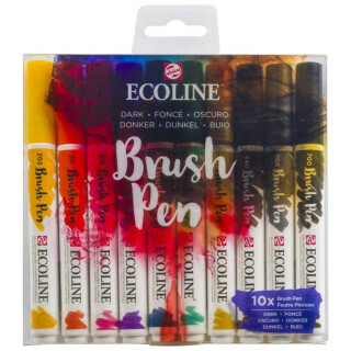 Ecoline Brush Pen sada 10ks Dark - 