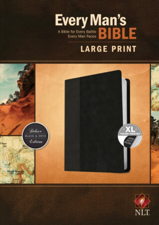 Every Man's Bible NLT, Large Print, TuTone (LeatherLike, Black/Onyx, Indexed) - Tyndale