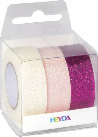 Dekor.páska s glittry růžová, sv. růžová, bílá