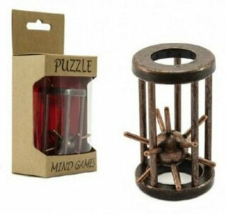 Hlavolam ježek v kleci kovový hnědý - neuveden