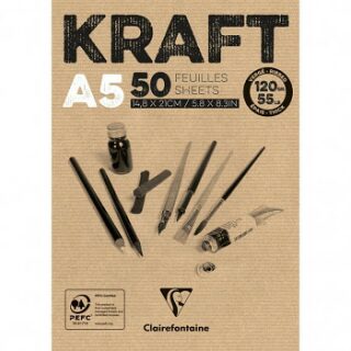 Hnědý blok Kraft A5 120g, 50 listů - 