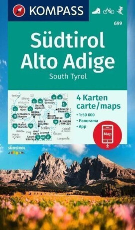 Jižní Tyrolsko, Alto Adige 1:50 000 / sada 4 turistických map KOMPASS 699 - neuveden