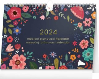 Kalendář 2024 nástěnný: Květy, plánovací, měsíční, 30 × 21 cm - neuveden