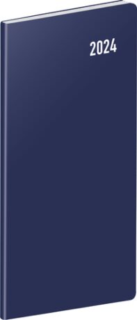 Diář 2024: Modrý - plánovací měsíční, kapesní, 9 × 15,5 cm - neuveden
