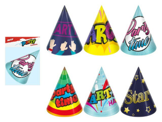 Klobouček karnevalový 6ks 16cm papírový mix č.3 - 
