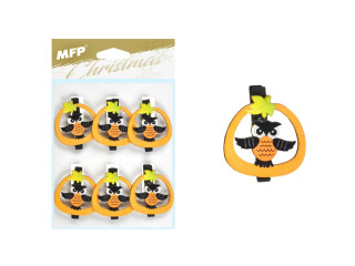 Kolíček dřevěný halloween sova 6ks/4,8cm XC20191491 - 