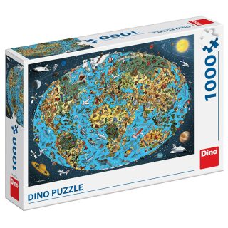Puzzle 1000 Kreslená mapa světa - neuveden