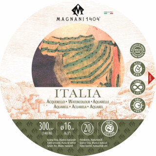 Kulatý akvarelový blok Magnani Italia 16cm 300g 100% bavlna - 