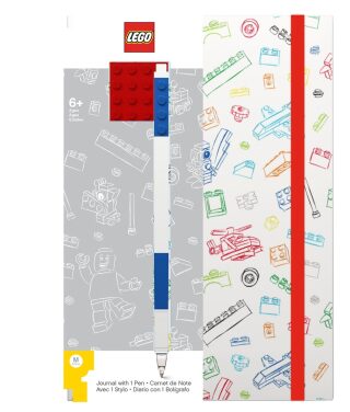 LEGO Stationery Zápisník A5 s modrým perem - bílý, červená destička 4x4 - 