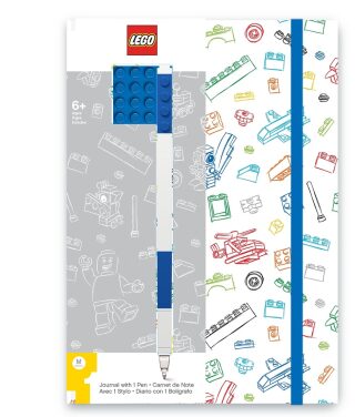 LEGO Stationery Zápisník A5 s modrým perem - bílý, modrá destička 4x4 - 