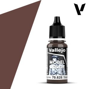 Modelářská barva Vallejo 18ml – 828 Mahogany Ink (Transparent) - 