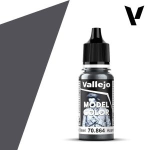 Modelářská barva Vallejo 18ml – 864 Natural Steel (Metallic) - 