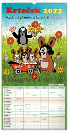 Nástěnný kalendář Rodinný plánovací Krteček XXL 2022, 33 x 64 cm - neuveden