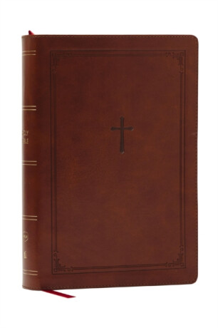 NKJV Giant Print End-of-Verse Reference Bible, Brown Leathersoft, Red Letter, Comfort Print - Thomas Nelson