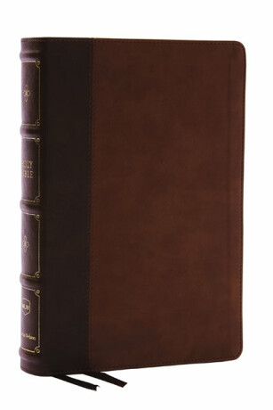 NKJV, Large Print Thinline Reference Bible, Blue Letter, Maclaren Series, Leathersoft, Brown, Comfort Print - Thomas Nelson