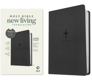 NLT Large Print Premium Value Thinline Bible, Filament Enabled (Leatherlike, Black Cross) - Tyndale