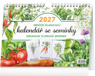 Měsíční plánovací kalendář se semínky 2027, 30 x 21 cm - 