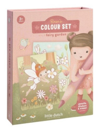 Omalovánky s pastelkami a samolepkami Rosa Fairy Garden - 