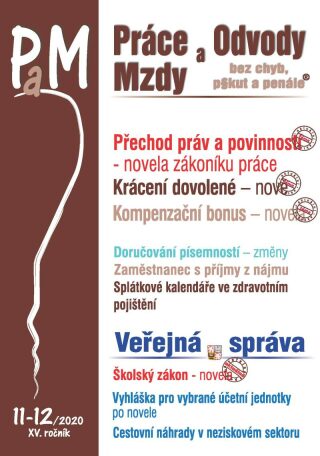 PaM 11-12/2020 Novela zákoníku práce - přechod práv a povinností - Ladislav Jouza