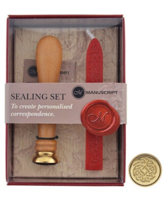 Pečetidlo dřevěné s voskem – propletenec - 