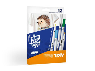 Popisovač na textil - 12ks set - twin tip - 