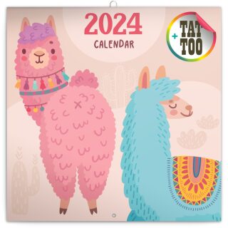 Poznámkový kalendář Šťastné lamy 2024 - nástěnný kalendář - neuveden