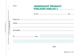 Příjmový doklad jednoduchý, A6, 100 listů (poškozené) - neuveden