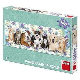Panoramatické puzzle Psi a kočky - 150 dílků - neuveden