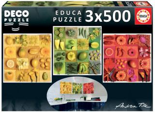Puzzle 3x500 dílků - Deco - Exotické ovoce a květiny - 