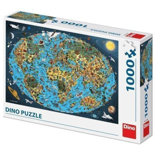 Puzzle Kreslená mapa světa 1000 dílků - neuveden
