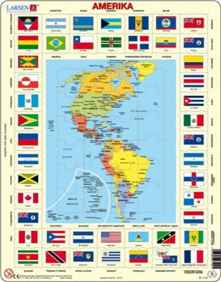 Puzzle MAXI - Mapa Ameriky + vlajky/70 dílků - neuveden