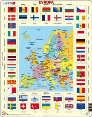 Puzzle MAXI - Mapa Evropy + vlajky/70 dílků - neuveden