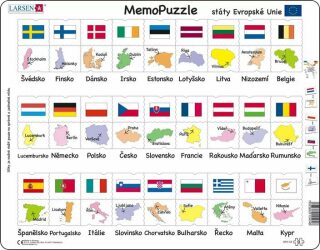Puzzle MAXI - Memo státy, hlavní města, vlajky/54 dílků - neuveden