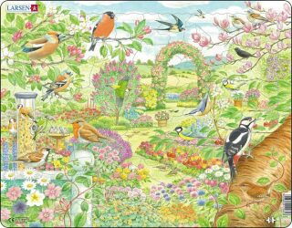 Puzzle MAXI - Ptáčkové a květiny na zahradě/60 dílků - neuveden