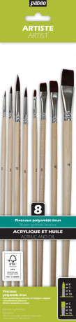 Sada 8 štětců BP - kulaté + ploché (long handle) - 