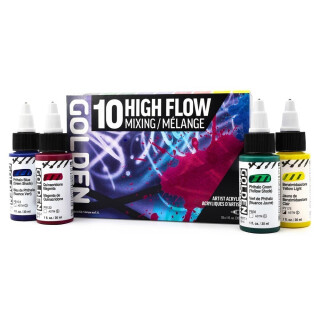 Sada akrylových barev Golden High Flow - Mixing Set, 10 x 30 ml - 