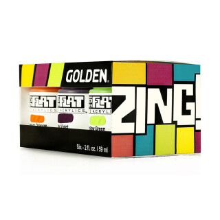 Sada akrylových barev Golden SoFlat Matte - Zing Set, 6 x 59 ml - 