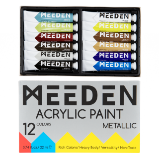 Sada akrylových barev Meeden 12x22ml metalické odstíny - 