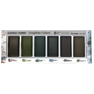 Sada akvarelových barev Gansai Tambi Graphite Colours - 6 grafitových odstínů - 